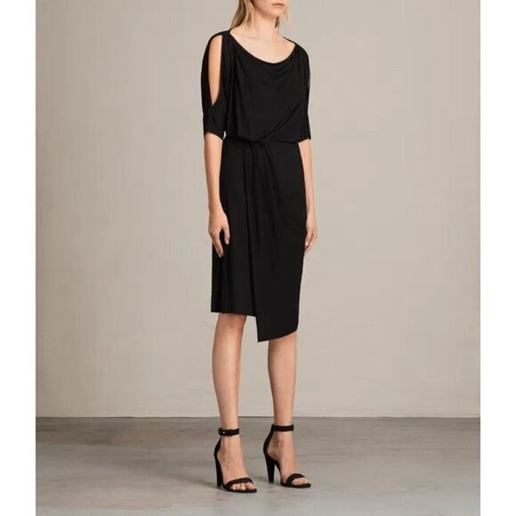 Allsaints Black Sina Midi Dress Women size XS - Picture 1 of 10